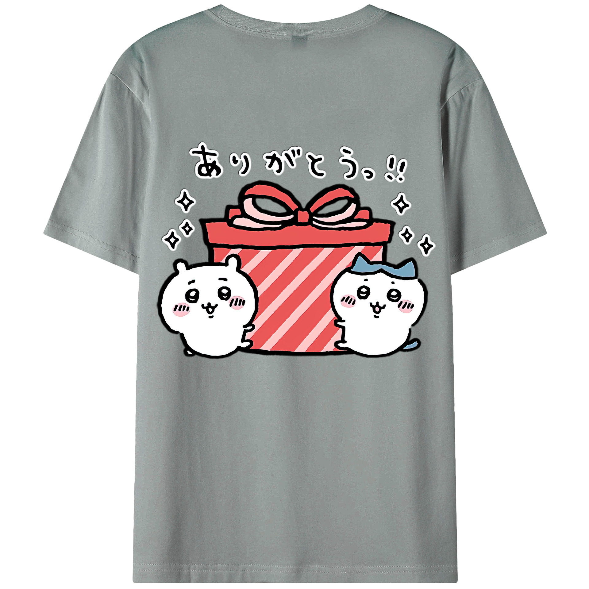 （画像用） ちいかわ ハチワレ Chii-kawa hachiware 綿100％ メンズ半袖Tシャツ（バックプリント） 通気性